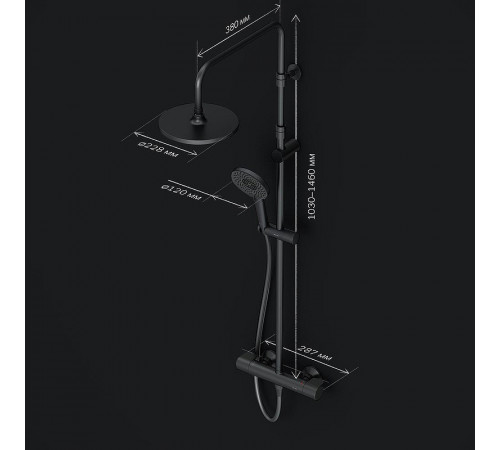 Душевая система AM.PM X-Joy F0785A422 с термостатом Черная матовая