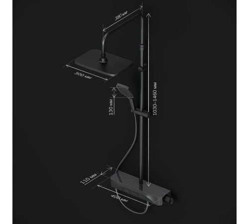 Душевая система AM.PM Func F078F322 с термостатом Черная матовая