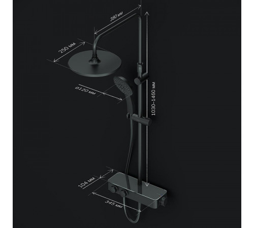 Душевая система AM.PM Inspire V2.0 F0750A422 с термостатом Черная матовая