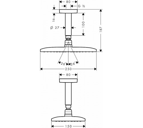 Верхний душ Hansgrohe Raindance E 27383000 Хром