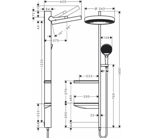 Душевая система Hansgrohe Rainfinity Showerpipe 26842000 Хром