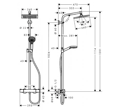 Душевая система Hansgrohe Crometta 27271000  с термостатом Хром