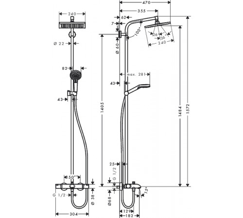 Душевая система Hansgrohe Crometta 27298000 с термостатом Хром