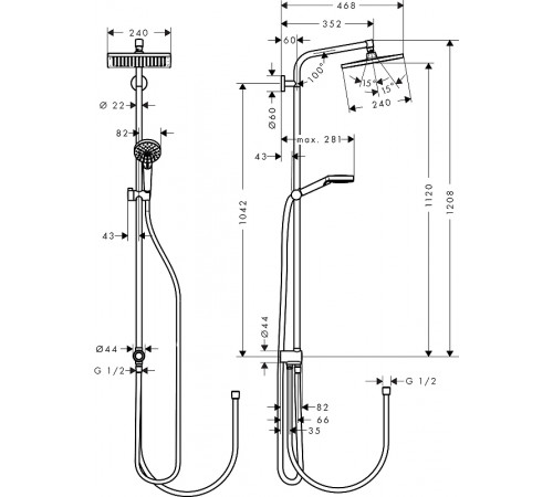 Душевая система Hansgrohe Crometta Showerpipe Reno EcoSmart 27289000 Хром