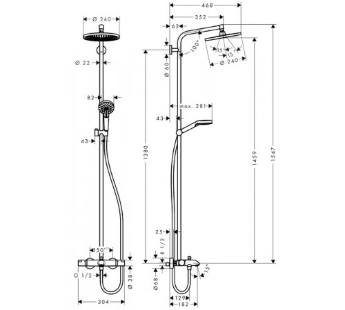 Душевая система Hansgrohe Crometta S 27320000 с термостатом Хром