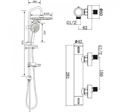 Душевая система Agger Thermo A2492200 с термостатом Хром