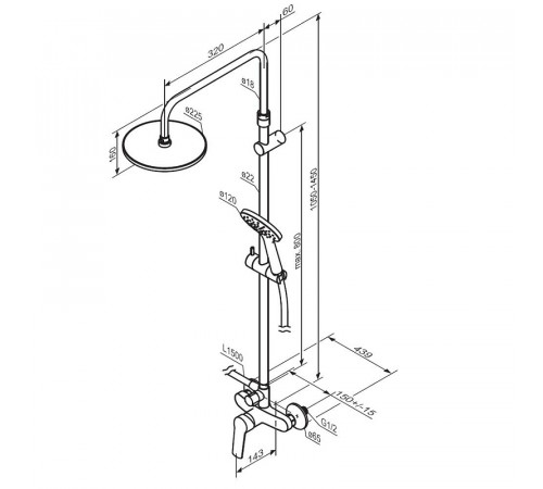 Душевая система Damixa Jupiter 977710300 Черная матовая