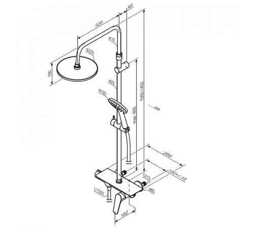 Душевая система Damixa Jupiter 977780300 Черная матовая