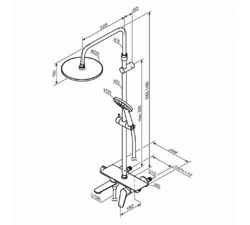 Душевая система Damixa Jupiter 977730300 Черная матовая