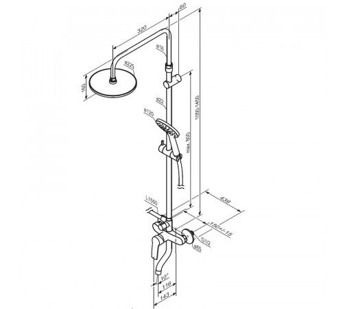 Душевая система Damixa Jupiter 977740300 Черная матовая