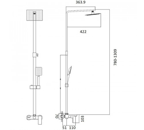 Душевая система Haiba HB24803-2 Нержавеющая сталь