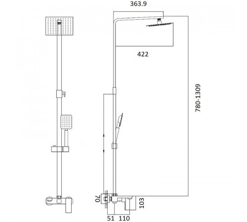 Душевая система Haiba HB24803-7 Черный матовый