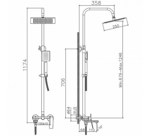 Душевая система Haiba HB24533-3 Пепельный