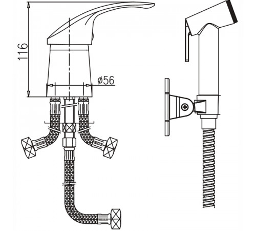 Гигиенический душ со смесителем Haiba HB1221-2 Хром