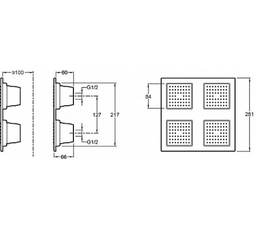 Верхний душ Jacob Delafon Watertile E8030-CP Хром