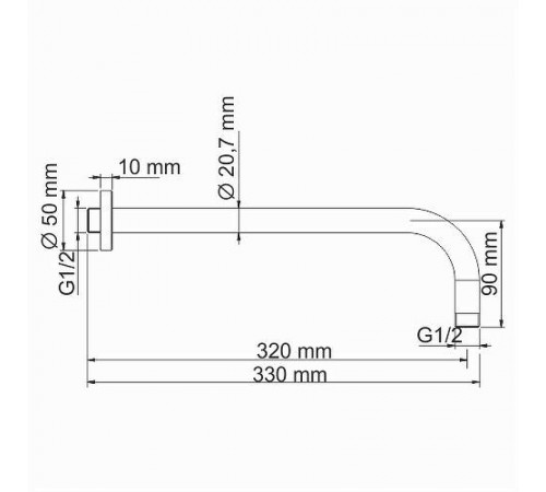 Кронштейн для верхнего душа WasserKRAFT A097 Хром матовый