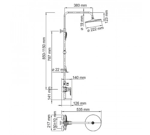 Душевая система WasserKRAFT A16601 Хром