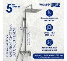 Душевая система WasserKRAFT A177.118.103.087.CH Хром