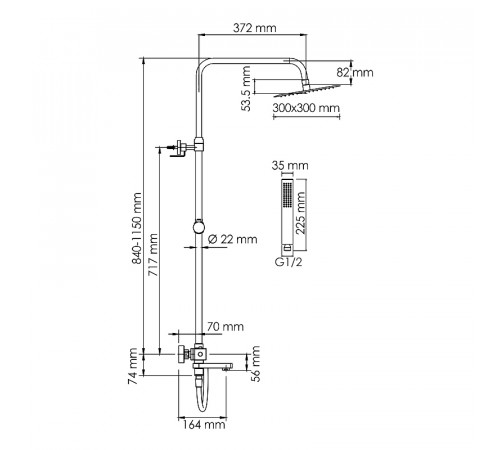 Душевая система WasserKRAFT A199.118.103.087.CH Thermo с термостатом Хром