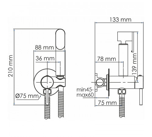 Гигиенический душ со смесителем WasserKRAFT A70138 Хром