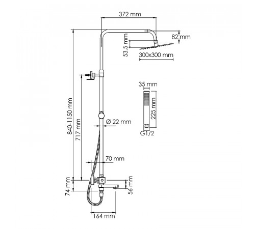 Душевая система WasserKRAFT A199.118.103.010.CH Thermo с термостатом Хром