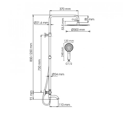 Душевая система WasserKRAFT A188.263.207.PG Thermo с термостатом Золото глянцевое