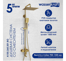 Душевая система WasserKRAFT A155.260.201.BG Золото матовое