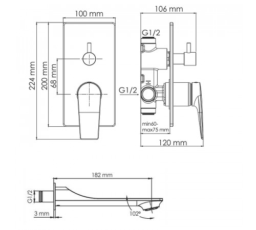 Душевая система WasserKRAFT A175571 Золото матовое