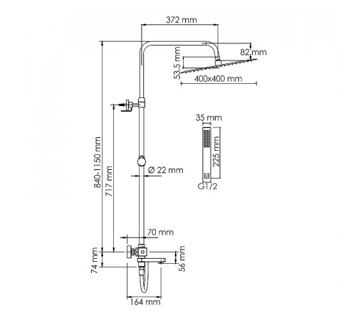 Душевая система WasserKRAFT A199.119.103.010.CH Thermo с термостатом Хром