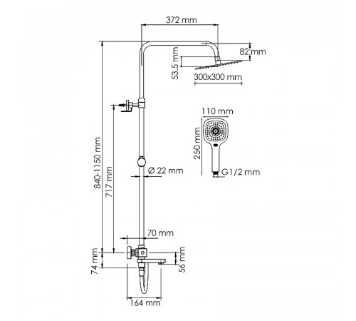 Душевая система WasserKRAFT A199.118.065.087.CH Thermo с термостатом Хром