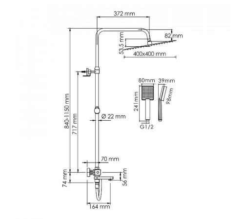 Душевая система WasserKRAFT A199.119.141.087.CH Thermo с термостатом Хром