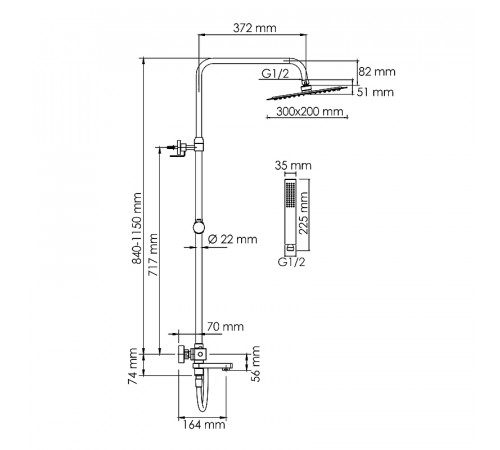 Душевая система WasserKRAFT A199.069.103.087.CH Thermo с термостатом Хром