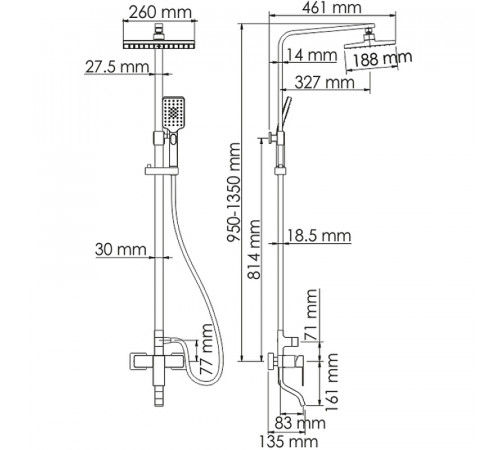 Душевая система WasserKRAFT A16501 Хром