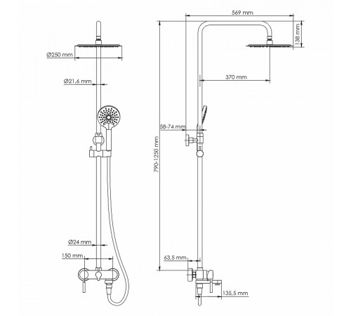 Душевая система WasserKRAFT A14201 Никель