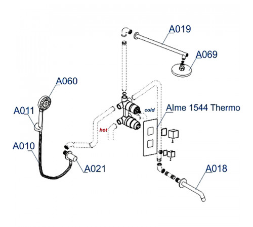 Душевая система WasserKRAFT Alme A171519 Thermo с термостатом Хром