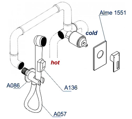 Гигиенический душ со смесителем WasserKRAFT Alme A15157 Хром