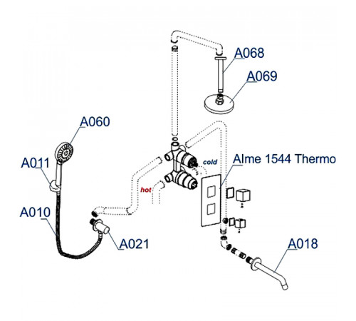 Душевая система WasserKRAFT Alme A171568 Thermo с термостатом Хром