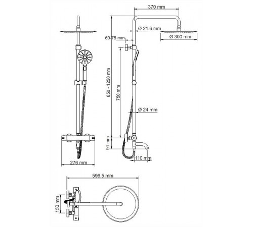 Душевая система WasserKRAFT Thermo A18801 с термостатом Хром