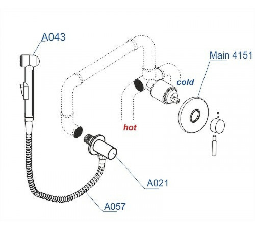 Гигиенический душ со смесителем WasserKRAFT Main A14157 Хром