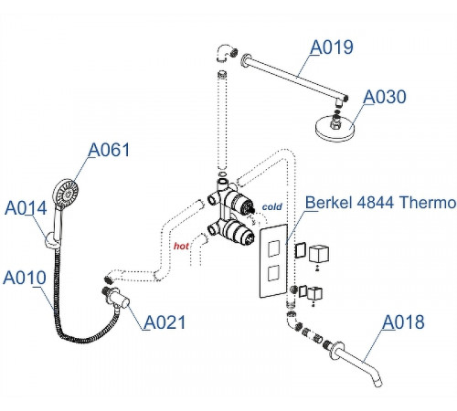 Душевая система WasserKRAFT Berkel A174819 Thermo с термостатом Хром