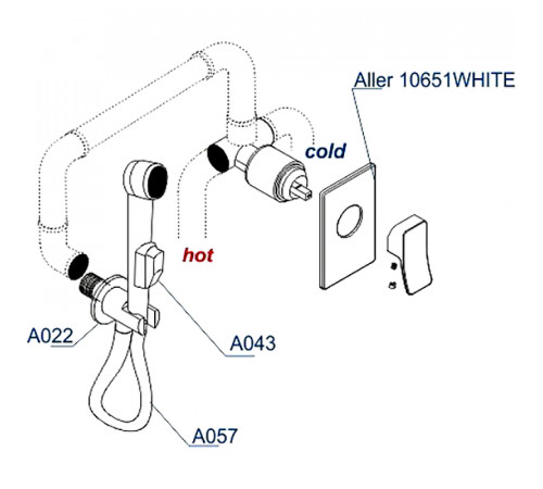 Гигиенический душ со смесителем WasserKRAFT Aller A010657WHITE Хром