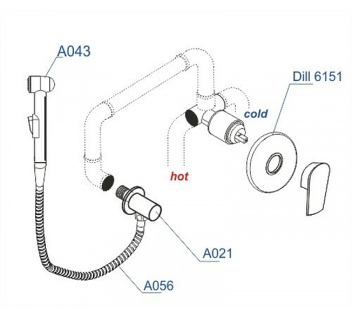 Гигиенический душ со смесителем WasserKRAFT Dill A06156 Хром