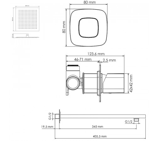 Душевая система WasserKRAFT Nuthe A9151.219.162 Черная матовая