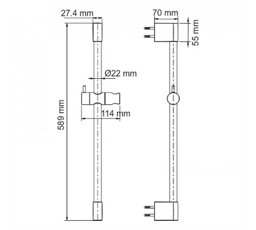 Душевая штанга WasserKRAFT Glan  A191 Черная глянцевая