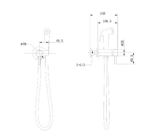 Гигиенический душ со смесителем Bravat D9151BW-ENG Черный