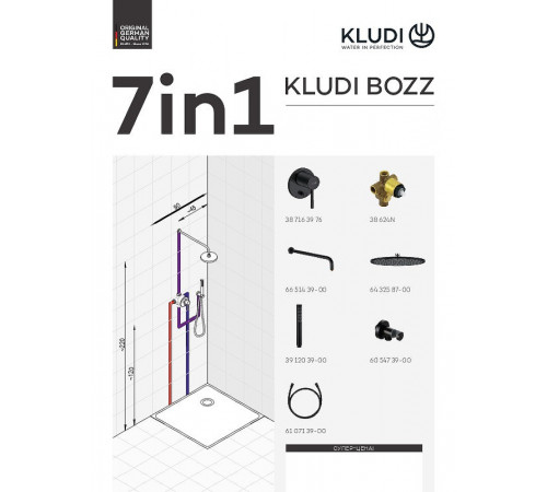 Душевая система Kludi Bozz 387363976 Черная матовая