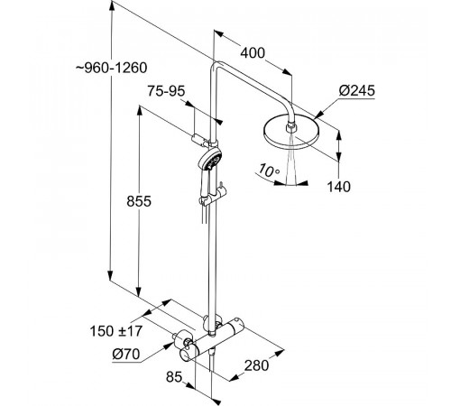 Душевая система Kludi Logo Dual Shower System 6808239-00 с термостатом Черная матовая