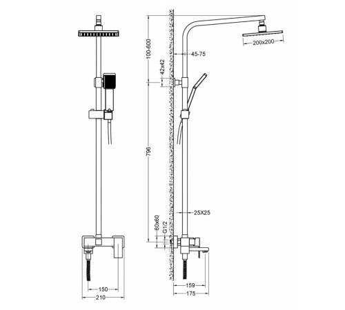 Душевая система Timo Selene SX-1013/03 Черный