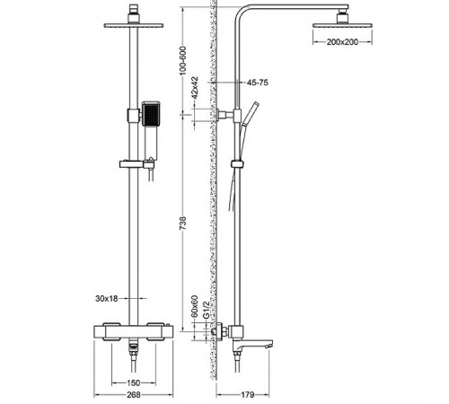 Душевая система Timo Tetra-thermo SX-0169/17 с термостатом Золото матовое