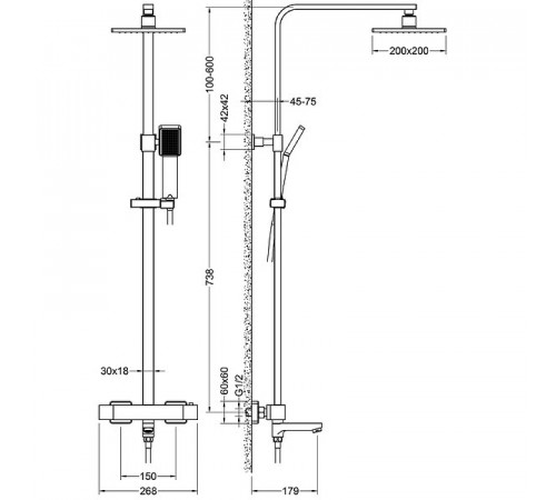 Душевая система Timo Tetra-thermo SX-0169/03 с термостатом Черная